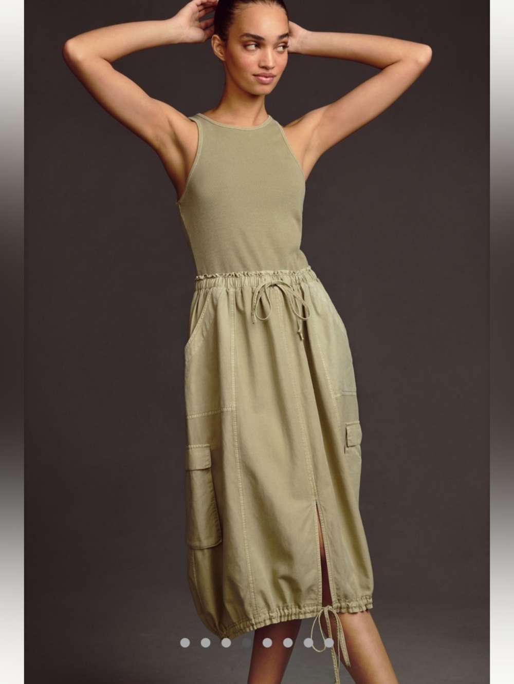 Daily Practice by Anthropologie Be Bold Racerback Twofer Dress Sz S in Sage